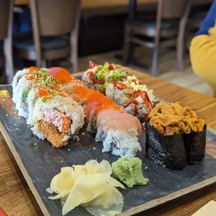 sf roll, rainbow roll, uni,