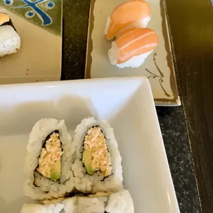 a variety of sushi rolls