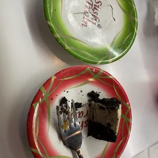 a piece of cake on a plate with a fork