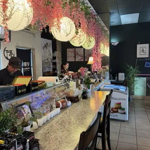 interior, sushi and sashimi