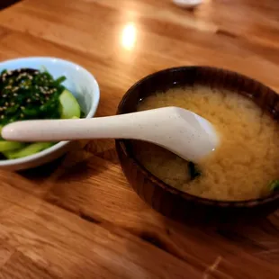 Seaweed salad &amp; miso soup