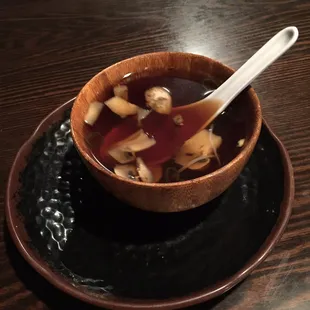 Very tasty and different clear soup that came with the lunch sushi rolls