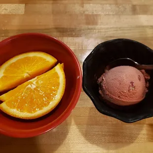 Orange and red bean ice cream from all you can eat menu