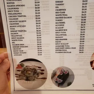 Regular menu as of 4/14/21