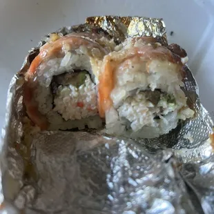 Sushi ordered without avocado due to allergen, but alas.