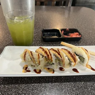 Green Tea, Mixed Tempura, Ginger