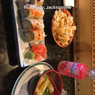 California roll and wonton soup. It was all really good.