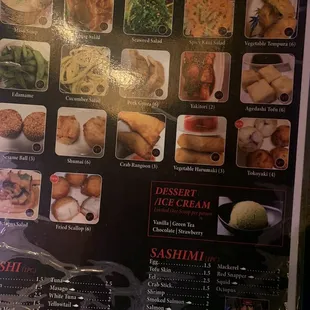 a menu for sushi