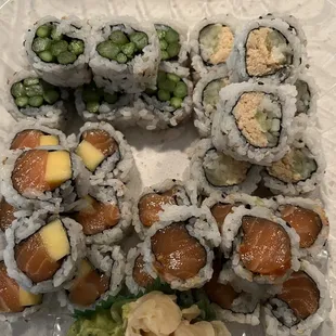 Salmon Mango Roll Blue Crab Maryland Roll Spicy Salmon Roll Asparagus Roll