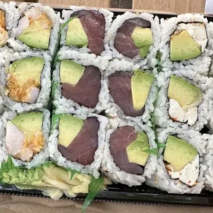 Tuna Avocado Roll, Spicy Shrimp Avocado Roll, Spicy Tofu Roll