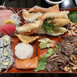 Dinner Bento Box A with Chicken and Beef (kalbi) $25