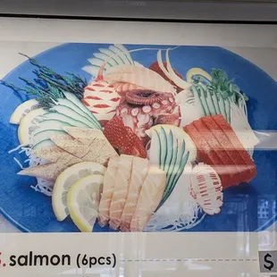 Sashimi picture on the menu