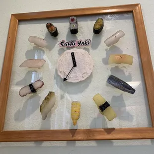 various types of sushi on display