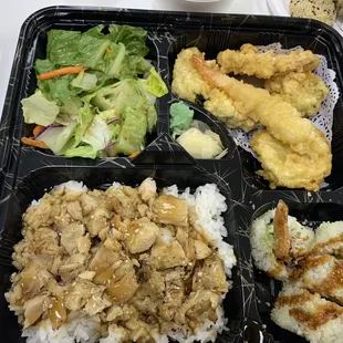 Chicken Teriyaki Bento Box with Crunch Roll