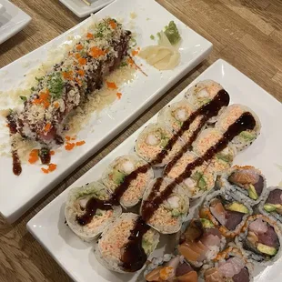 Left to right Tiger roll, Rock and Roll, Yama Roll
