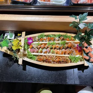interior, sushi and sashimi