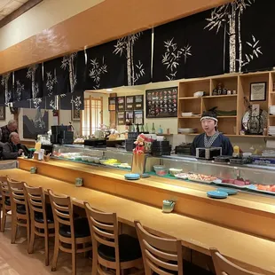 interior, sushi and sashimi