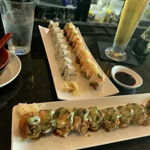 Morgan Roll (3.8)  California Roll (2.5) Texas Roll (3.7) Pho Soup (3.9) Miso Soup (4.0) 4 Piece Dumplings (4.4) House Salad (4.5)