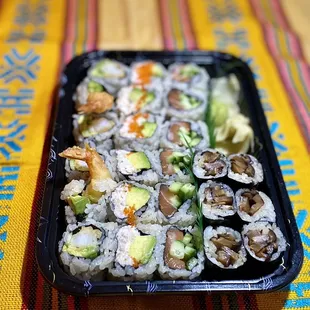 Maki rolls galore, including the sensational blue crab roll, second from left.