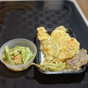 Asparagus with sesame, and veggie tempura, excellent.
