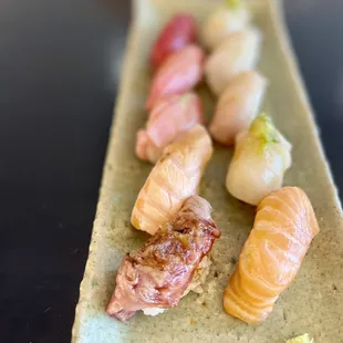 a plate of sushi on a table