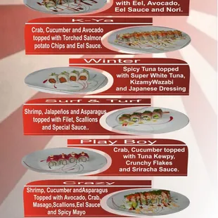 a menu for a sushi restaurant