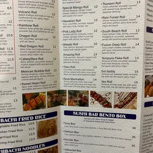 Sushi Menu