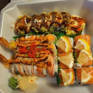 Yum yum roll, angel hair roll, night sky roll