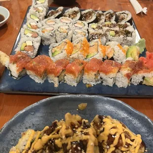 sushi, sashimi, sushi and sashimi, food
