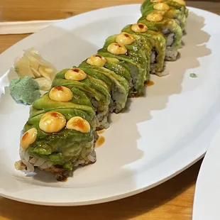 a sushi roll on a plate