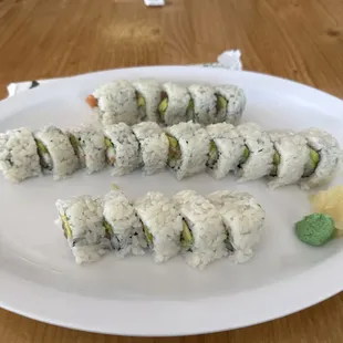 Shrimp Tempura and Salmon roll.