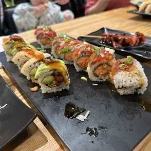 a variety of sushi rolls