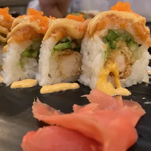 Houston roll. Shrimp tempura inside is crispy.