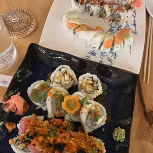 From top: Anniversary roll Blooming Flower roll Smokey Mountain roll Super Volcano roll