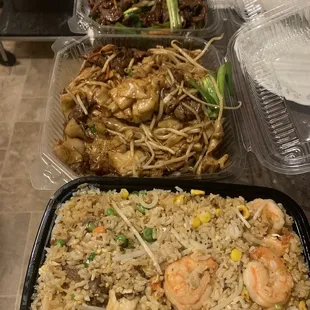 Delicious! House fried rice, Mongolian beef and dry beef chow fun noodles.