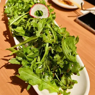 Sea bass rolls under all that arugula are sensational