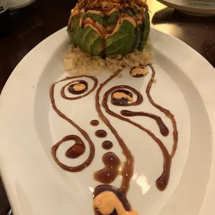 Avocado Bomb presentation- just wished there was more sauce and spicy mayo