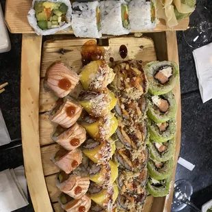 Several of our parties rolls served on a boat