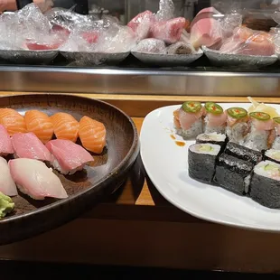 Hamachi - Yellow Tail, Toro nigiri, salmon nigiri