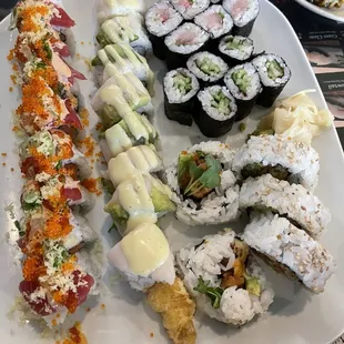 Firecracker Roll, White Christmas Roll, Negi-Hama Roll, Ume Shiso Roll &amp; Spider Roll