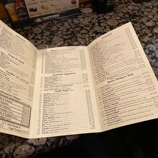 menu