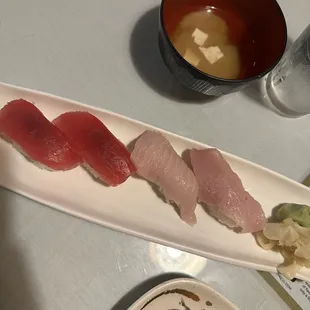 Maguro nigiri and albacore