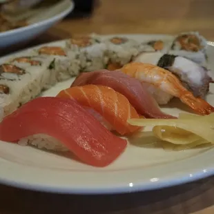 a plate of sushi on a table