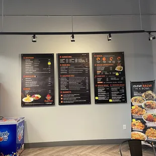 the menus on the wall