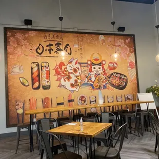 the interior of a japanese restaurant