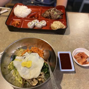 Bibimbop (vegetables $11 &amp; beef $12 ) Galbi Bento Box
