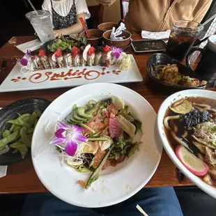 Spicy Poke Salad, Edamame, Monkey Brain, Chicken Udon