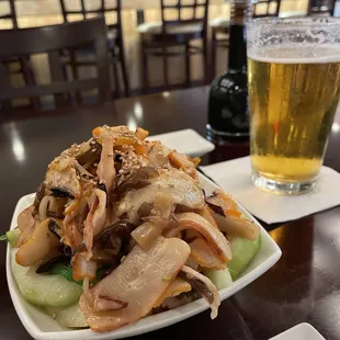 Squid salad and Asahi super dry on tap!