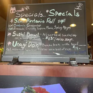 Specials of the day (will vary)