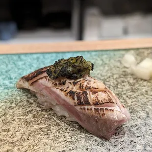a piece of meat on a counter